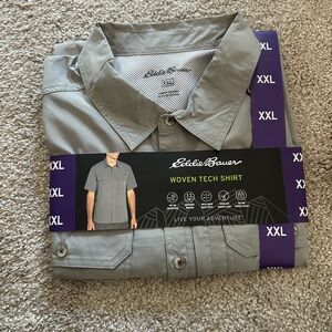 Eddie Bauer XXL Gray Woven Tech Shirt NWT